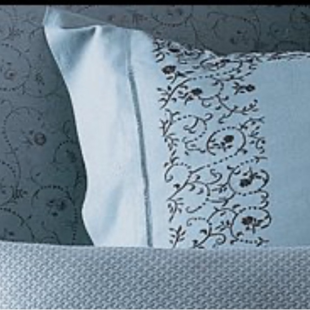 Sferra Flores embroidered boudoir sham new slate blue/ chocolate accents
